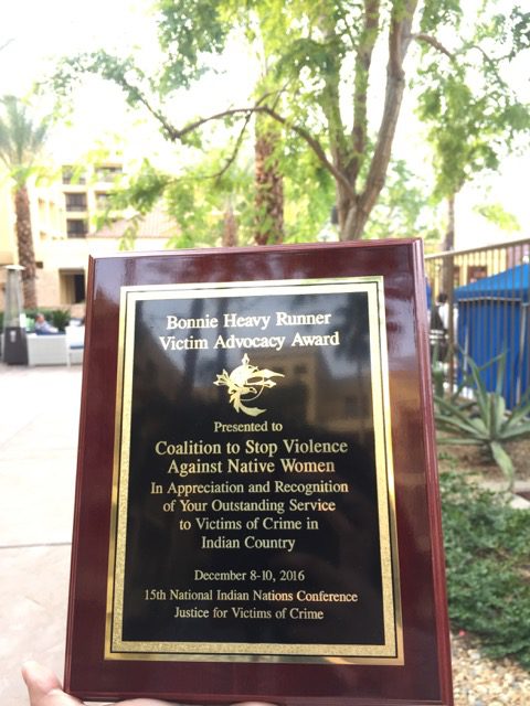 CSVANW receives 2016 Bonnie Heavy Runner Victim Advocacy Award!
